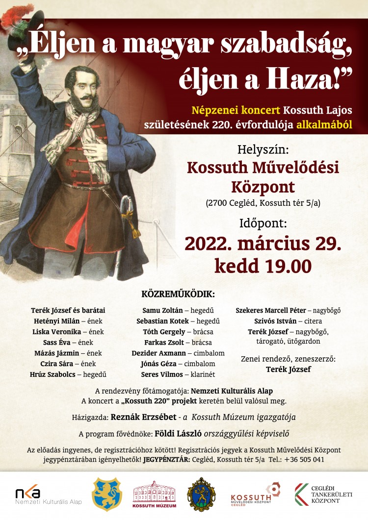 Népzenei koncert Kossuth Lajos születésének 200. évfordulója alkalmából