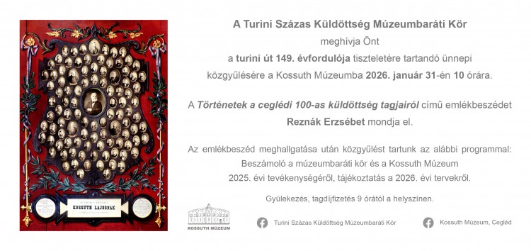 Meghívó a turini út 149. évfordulója tiszteletére tartandó ünnepi közgyűlésére